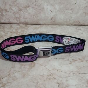 SWAGG Seatbelt Belt with Blue and Purple Design